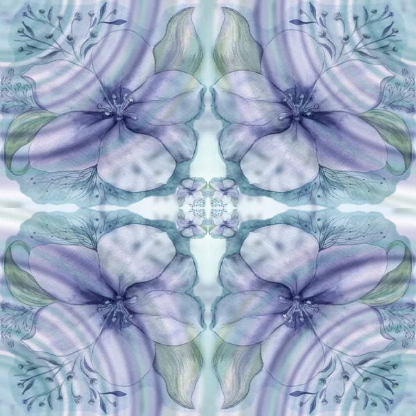 Blumen und Blätter. Aquarell. Tapete. nahtloses Muster. — Stockfoto