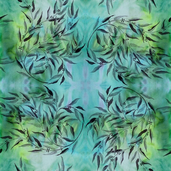 Seamless pattern. Eucalyptus - medicinal, perfumery and cosmetic plants. Wallpaper. — Stock Photo, Image