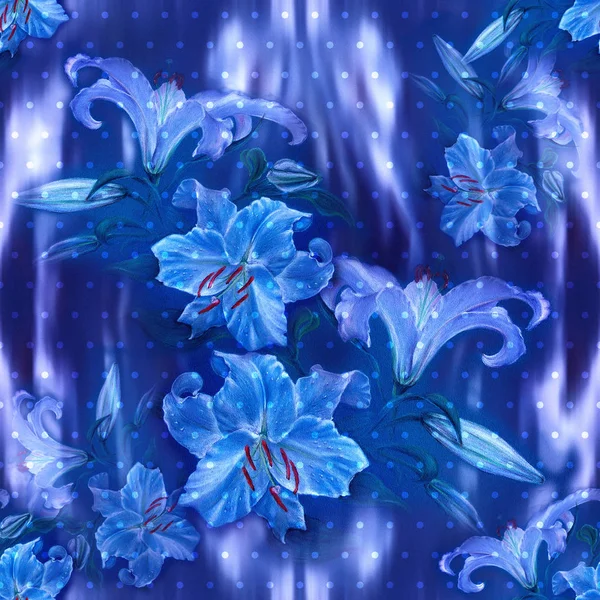 Lirios. Fondo de pantalla abstracto con motivos florales. Patrón sin costura . — Foto de Stock