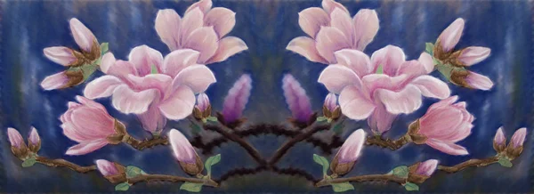 Grenarna av en blommande magnolia. Tapeter. — Stockfoto
