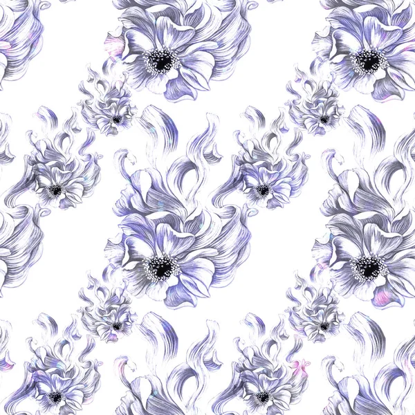 Flowers. Abstract wallpaper with floral motifs.  Seamless pattern. Wallpaper. — Stock Photo, Image