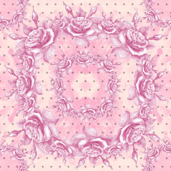 장미입니다. 꽃 모티프로 추상적인 배경 화면입니다. 완벽 한 패턴입니다. 벽지. — 스톡 사진
