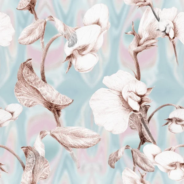 양-꽃과 봉 오리 꽃 모티프로 추상적인 배경 화면입니다. 원활한 패턴. — 스톡 사진