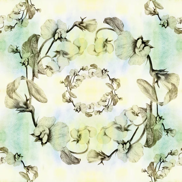 양-꽃과 봉 오리 꽃 모티프로 추상적인 배경 화면입니다. 원활한 패턴. — 스톡 사진