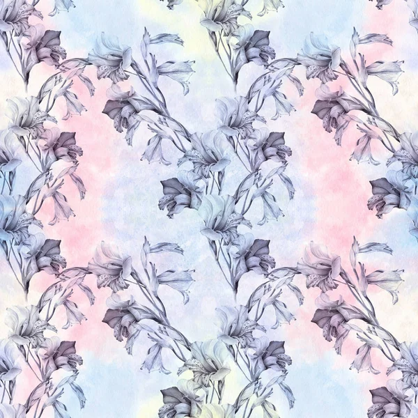 Gladiolo. Fondo de pantalla abstracto con motivos florales. Patrón sin costuras. Fondos de pantalla . —  Fotos de Stock