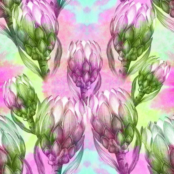 Цветы Протеуса. Абстрактные обои с цветочными мотивами. Бесшовный рисунок . — стоковое фото