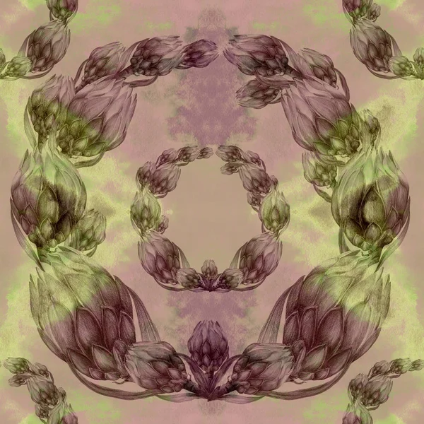 Proteus kwiaty. Streszczenie Tapety z motywami kwiatowymi. Jednolity wzór. Tapeta. — Zdjęcie stockowe