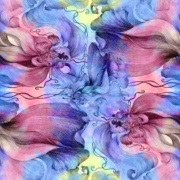 Flores. Fondo de pantalla abstracto con motivos florales. Patrón sin costuras. Fondos de pantalla . —  Fotos de Stock
