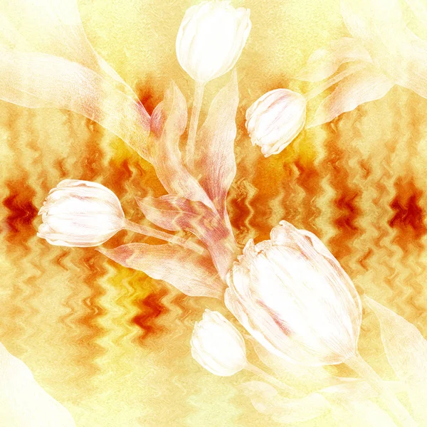 Fondo de pantalla abstracto con motivos florales. Tulipán. Fondo acuarela. Patrón sin costuras. Fondos de pantalla . —  Fotos de Stock