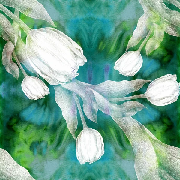 Абстрактних шпалер з квіткових мотивів. Tulip. Акварель фону. Безшовні візерунок. Шпалери. — стокове фото