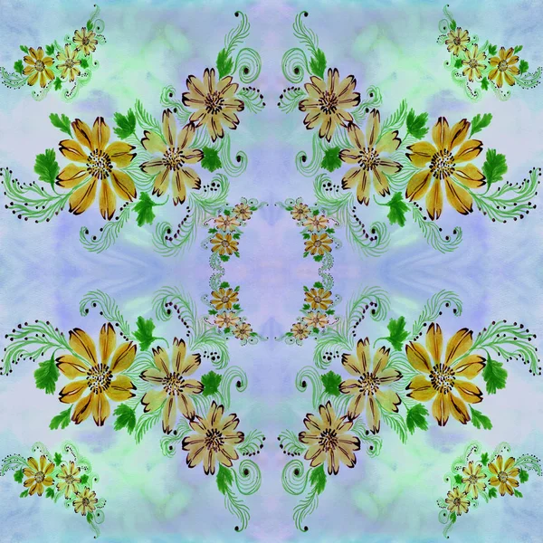 Bunga-bunga. Wallpaper abstrak dengan motif bunga. Pola mulus. Wallpaper . — Stok Foto