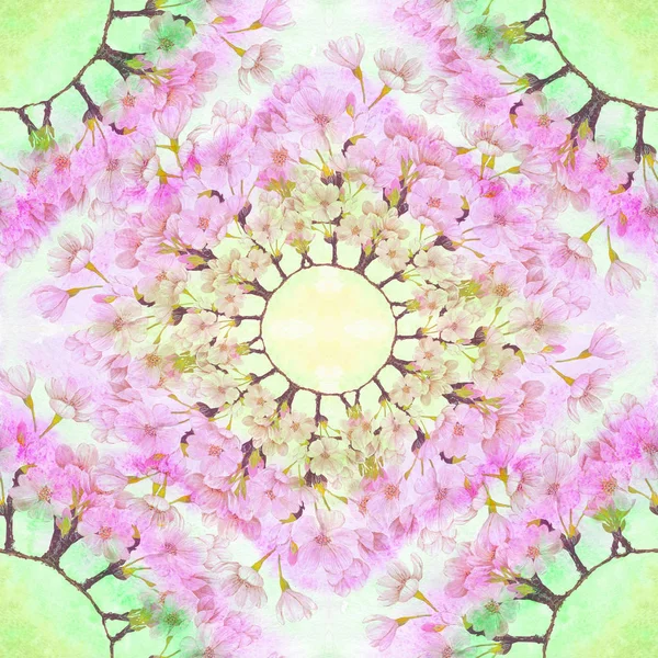 Kwiaty wiśni. Jednolity wzór. Streszczenie Tapety z motywami kwiatowymi. Tapeta. — Zdjęcie stockowe