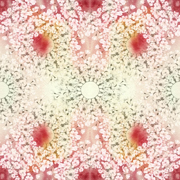 Blommor av körsbärsträd. Seamless mönster. Abstrakt tapet med blommotiv. Tapeter. — Stockfoto