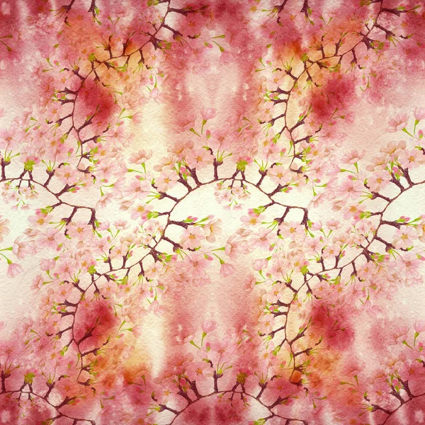 桜の木の花。シームレス パターン。花をモチーフにした抽象的な壁紙。壁紙. — ストック写真