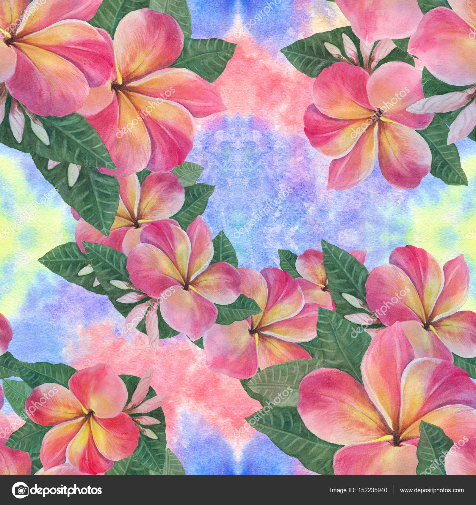 花 叶子和花蕾的鸡蛋 水彩背景 带花纹图案的抽象壁纸 无缝模式 壁纸 图库照片 C Gvinevera