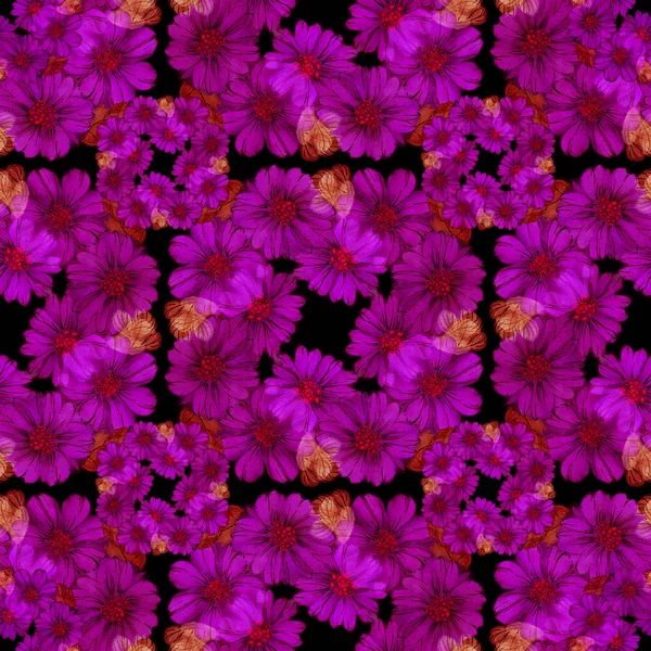 완벽 한 패턴입니다. 꽃과 잎-수채화 배경 이미지-장식 구성. — 스톡 사진