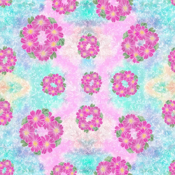 Seamless pattern. Flowers and leaves - watercolor background image - decorative composition. — Stock Photo, Image