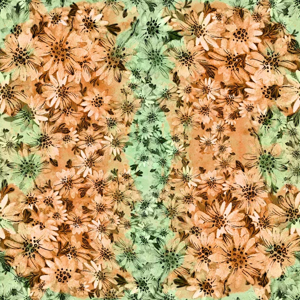 Jednolity wzór. Kwiaty i liście - obraz tła akwarela - dekoracyjnych kompozycji. — Zdjęcie stockowe