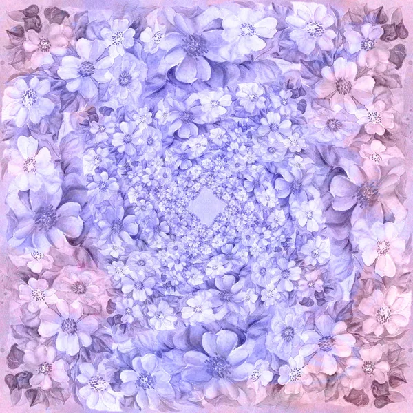 Varrat nélküli mintát. Virágok és levelek - akvarell háttérkép - dekoratív kompozíció. — Stock Fotó