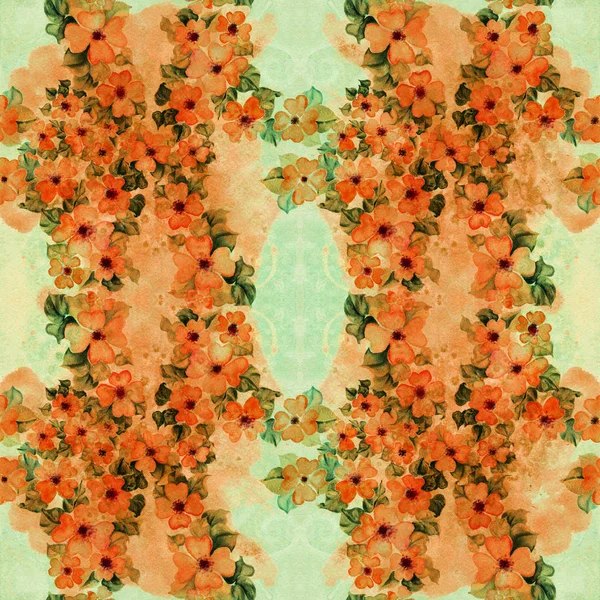 Безшовні візерунки. Квіти і листя - зображення акварельного фону - декоративна композиція . — стокове фото