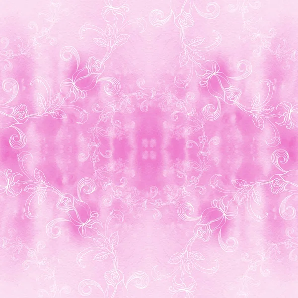 Krans van rozen - decoratieve compositie op een aquarel achtergrond. Naadloze patroon. — Stockfoto