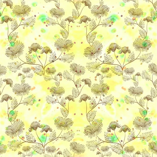 Virágok - dekoratív kompozíció egy akvarell háttér. Varrat nélküli mintát. — Stock Fotó