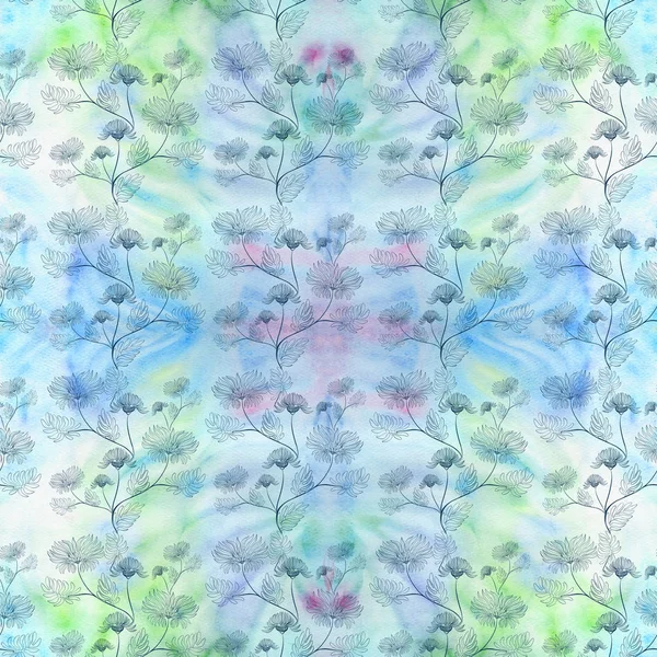 꽃-수채화 배경 장식 구성입니다. 원활한 패턴. — 스톡 사진