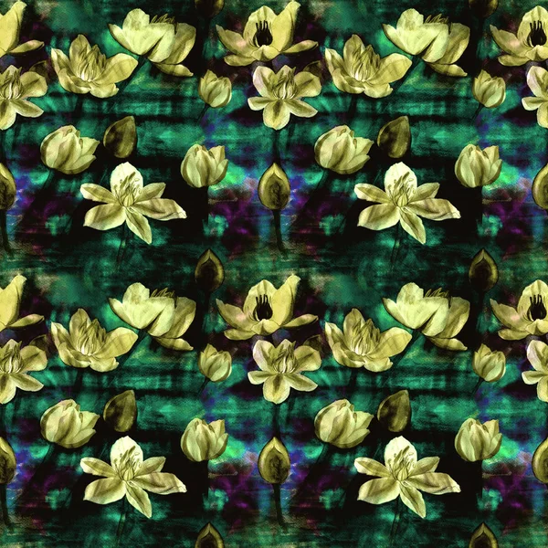 Virágok - dekoratív kompozíció. Akvarell. Varrat nélküli mintát. — Stock Fotó