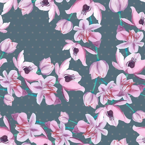 Bloemen - decoratieve compositie. Aquarel. Naadloze patroon. — Stockfoto