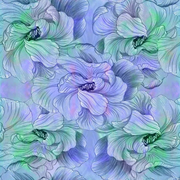 Bloemen - decoratieve compositie. Aquarel. Naadloze patroon. Behang. — Stockfoto