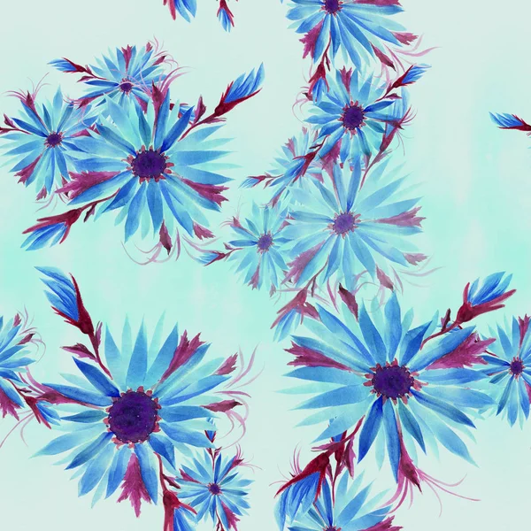 Flores - composición decorativa. Acuarela. Patrón sin costura . —  Fotos de Stock