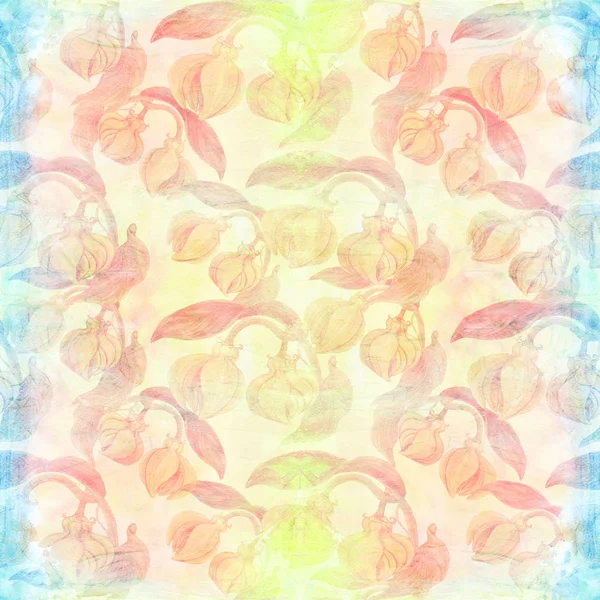 Ylang-ylang. Watercolor painting medicinal, perfumery and cosmetic plants.. Wallpaper. Seamless pattern. — Stock Photo, Image