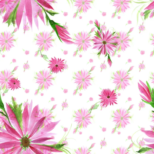 Blumen - dekorative Komposition auf einem Aquarell-Hintergrund. nahtloses Muster. — Stockfoto