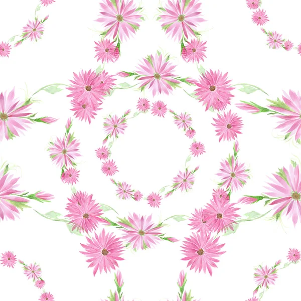Květin - Dekorativní kompozice na akvarel zázemí. Vzor bezešvé. — Stock fotografie