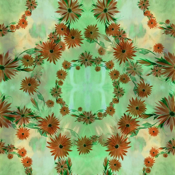 花の水彩画の背景に装飾的組成物。シームレス パターン. — ストック写真