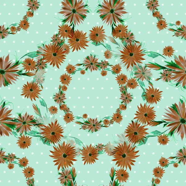 Blomster - dekorativ komposisjon på akvarellbakgrunn. Sømløst mønster . – stockfoto