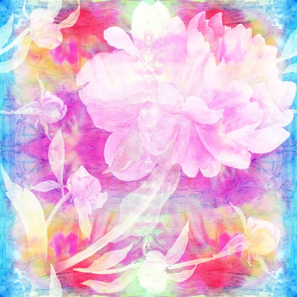 Peonies are flowers and buds. Watercolor. Seamless pattern. Wallpaper. Use printed materials, signs, objects, websites, maps, posters, postcards, packaging. — Stock Photo, Image