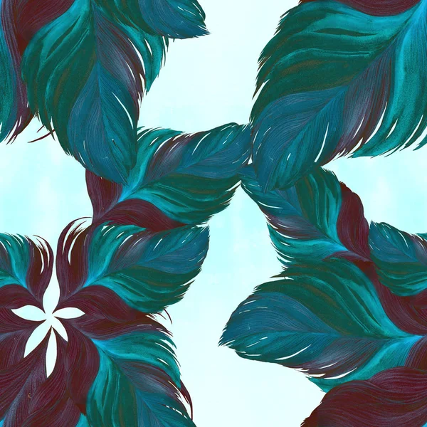 Veren - decoratieve compositie. Naadloze patroon. Aquarel. Behang. — Stockfoto