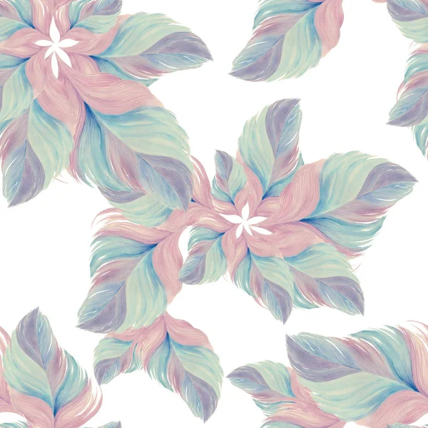 Feathers - decorative composition. Seamless pattern. Watercolor. Wallpaper. — Stock Photo, Image