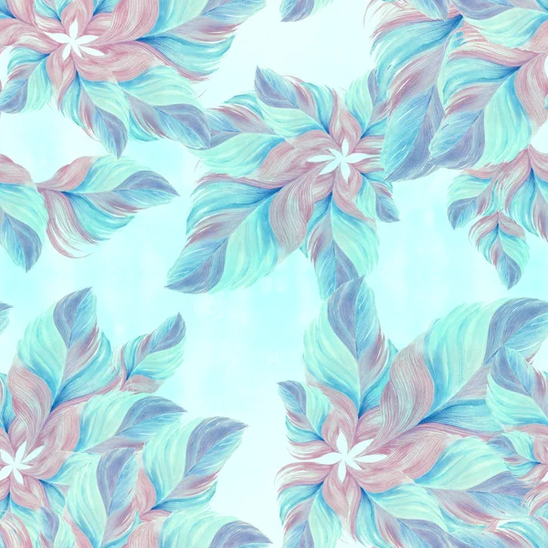 Feathers - decorative composition. Seamless pattern. Watercolor. Wallpaper. — Stock Photo, Image