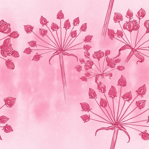 枝花の水彩画の背景に装飾的組成物。シームレス パターン。水彩画薬用、香水および化粧品の植物. — ストック写真