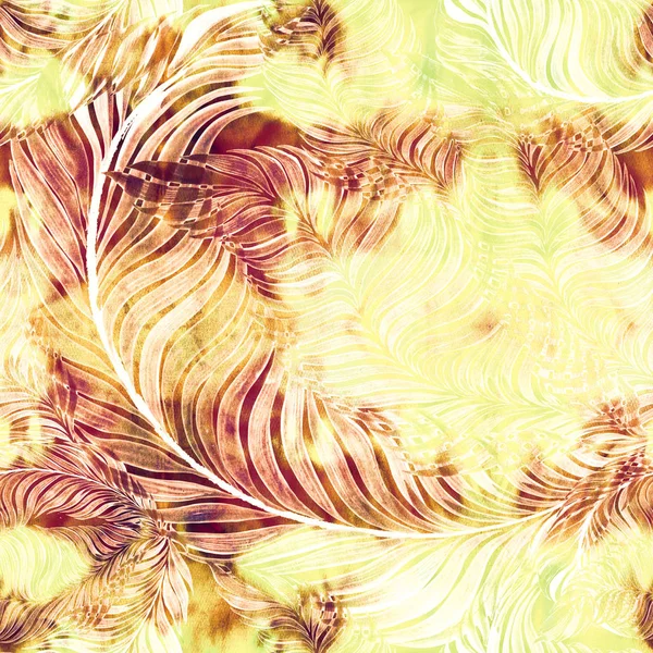 Leaves.Decorative sammansättning på en akvarell bakgrunden. Blommotiv. Seamless mönster. — Stockfoto