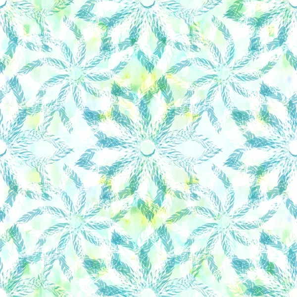 Snowflakes. Decorative compositio on a watercolor background. Floral motifs. Seamless pattern. — Stock Photo, Image