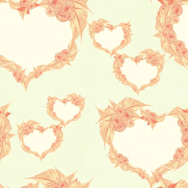 Un corazón. Dibujo de acuarela.Composición decorativa sobre fondo de acuarela. Motivos florales. Patrón sin costura . —  Fotos de Stock