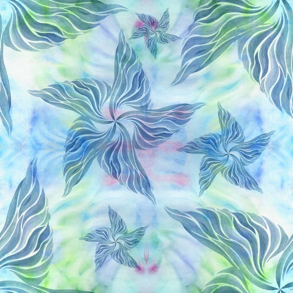 Abstrakte Aquarellpinselstriche - eine dekorative Komposition auf aquarelliertem Hintergrund. nahtloses Muster. nahtloses Muster. Aquarellmalerei — Stockfoto