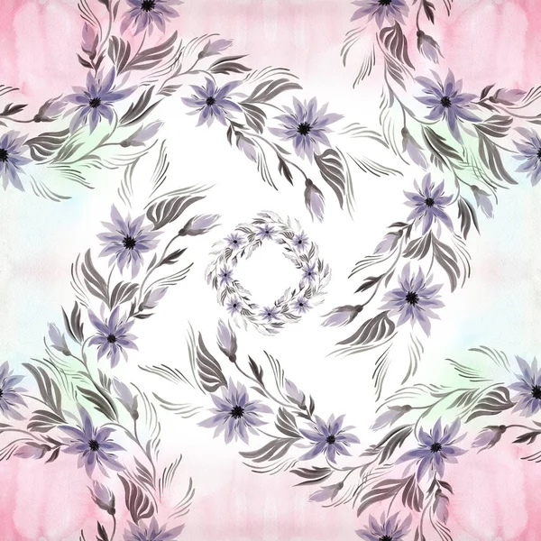 Virágok - akvarell. Varrat nélküli mintát. — Stock Fotó