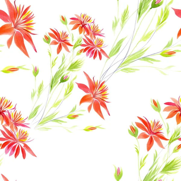 Kırmızı Çiçekler Seamless Modeli Basılı Malzemeler Işaretler Öğeleri Web Siteleri — Stok fotoğraf