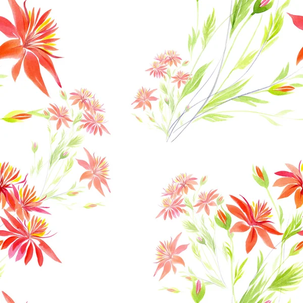 Rote Blumen Nahtloses Muster Verwendung Von Druckmaterialien Schildern Artikeln Webseiten — Stockfoto