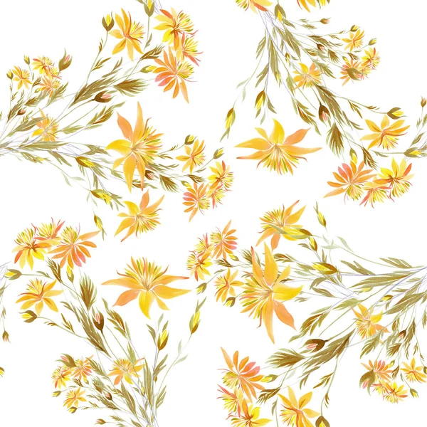 Nahtloses Muster Blumen Aquarell Verwendung Von Druckmaterialien Schildern Artikeln Webseiten — Stockfoto