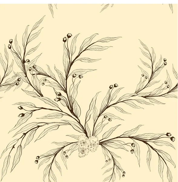 シームレス パターン ベクター画像 花と植物 装飾的な組成の枝 印刷物 Web サイト マップ ポスター — ストックベクタ